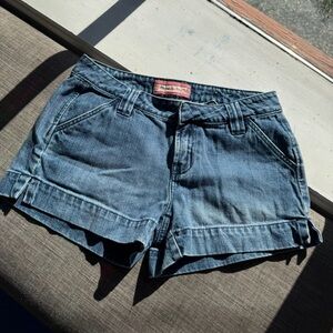 VTG Arizona Jean Co Juniors Denim Shorts Size 9 Blue 100% Cotton Mid Rise Cuffed